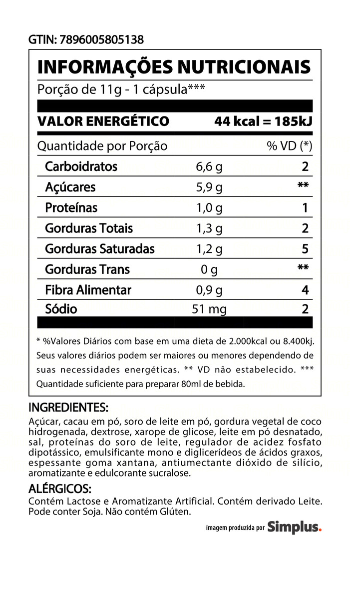 CÁPSULA TRES CHOCOLATTO CARTUCHO COM 10UND 11G