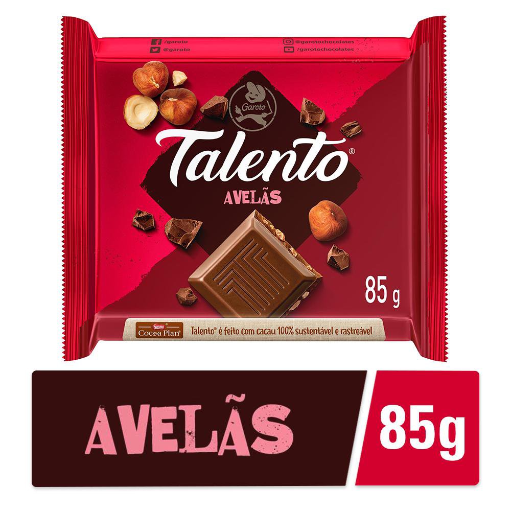 CHOCOLATE TALENTO AO LEITE COM AVELÃS 85G