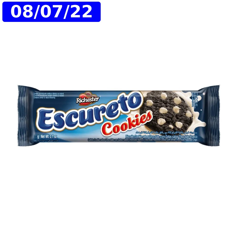 COOKIE CHOCOLATE COM GOTAS CHOCOLATE BRANCO ESCURETO 80G