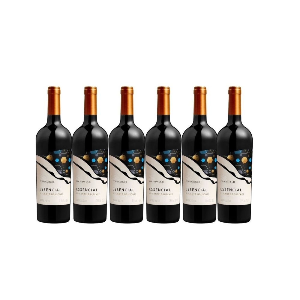 Kit  06 Unidades Vinho Reserva Especial Courmayeur Essencial Alicante Bouschet Tinto Seco 750 mL