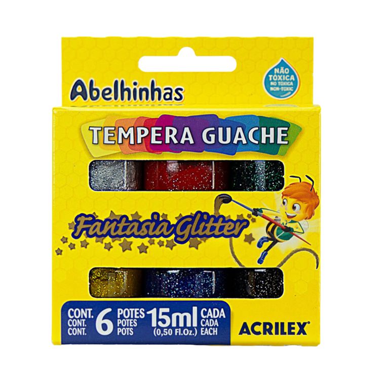 Guache Fantasia Glitter C/6 Cores ACRILEX