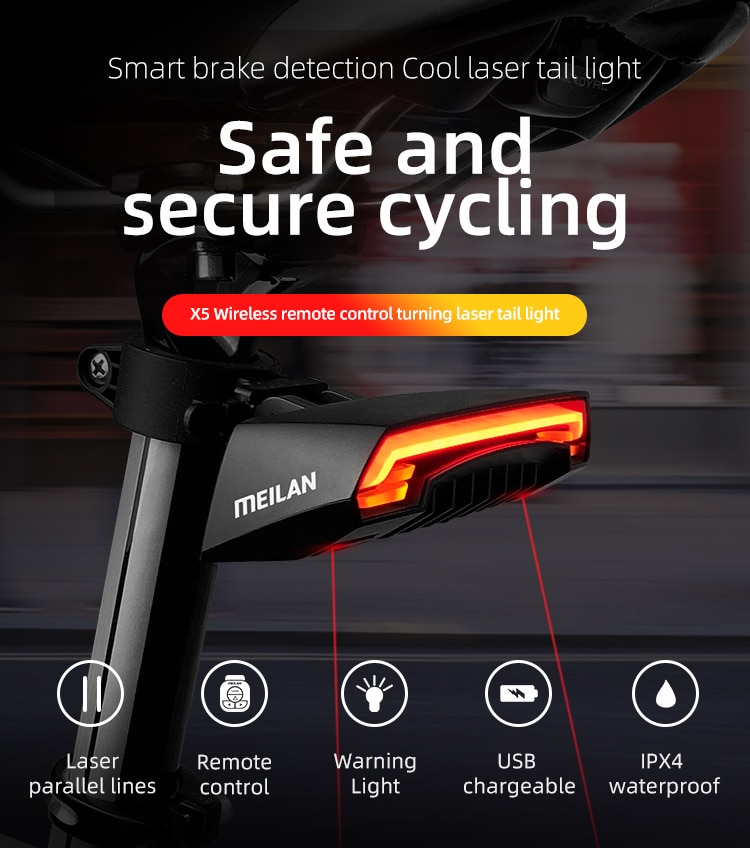 Lâmpada Traseira de Bicicleta Luz a Laser Recarregável por USB remota Giyo R1
