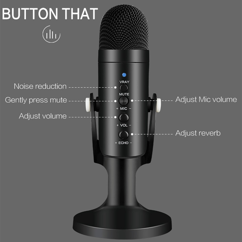Microfone usb para gravação, streaming, jogos, podcasting no microfone condensador para mac portátil ou computador mikrofo/microfon