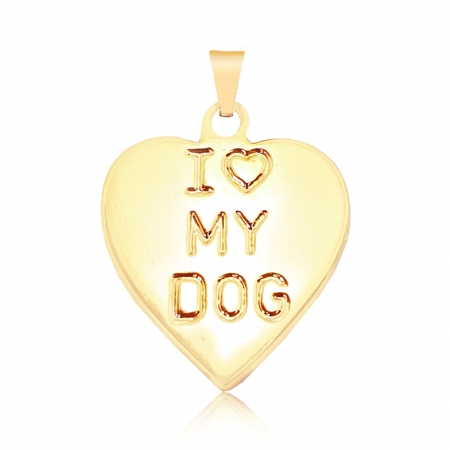 Pingente I love my dog folheado em ouro 18k