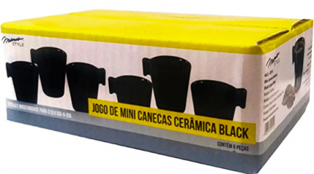 Mini Caneca Cerâmica Black 6 Peças 80ML 
