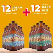Kit com 24 Cervejas - 12 Praia da Vigia (Cream Ale) + 12 Praia da Silveira (English Pale Ale) - 600ml