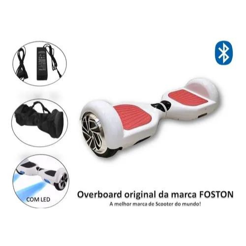 Overboard Skate Elétrico 6,5 Polegadas Foston Branco/vermelho  - LED CENTER COMP