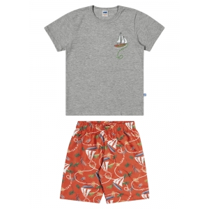 Conjunto Menino Camiseta e Bermuda Barcos Marlan - 04 a 16