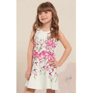Vestido infantil milli&  nina floral com pérolas - 4 a 14 anos 