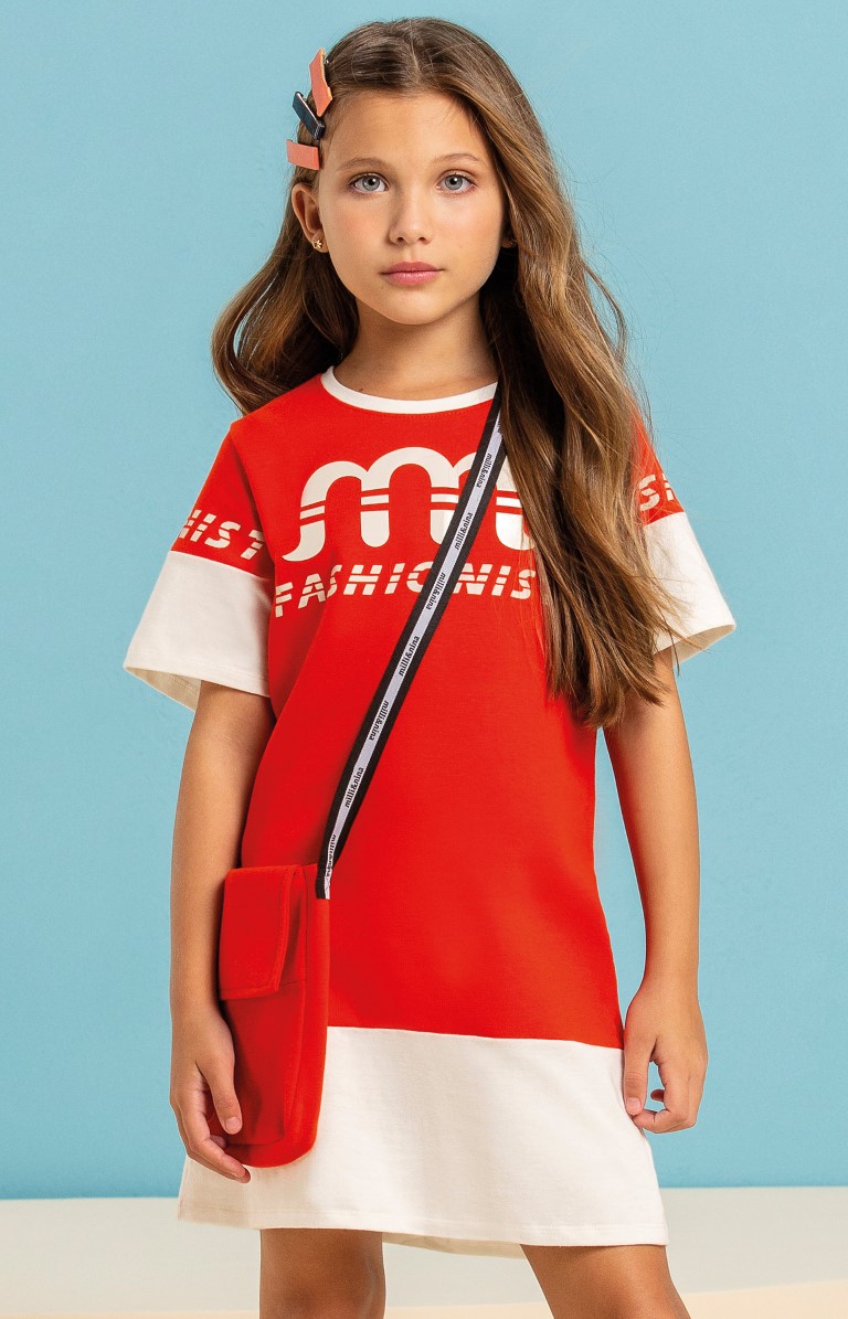 Vestido infantil milli & nina fashionista com shoulder bag - 04 a 14 anos