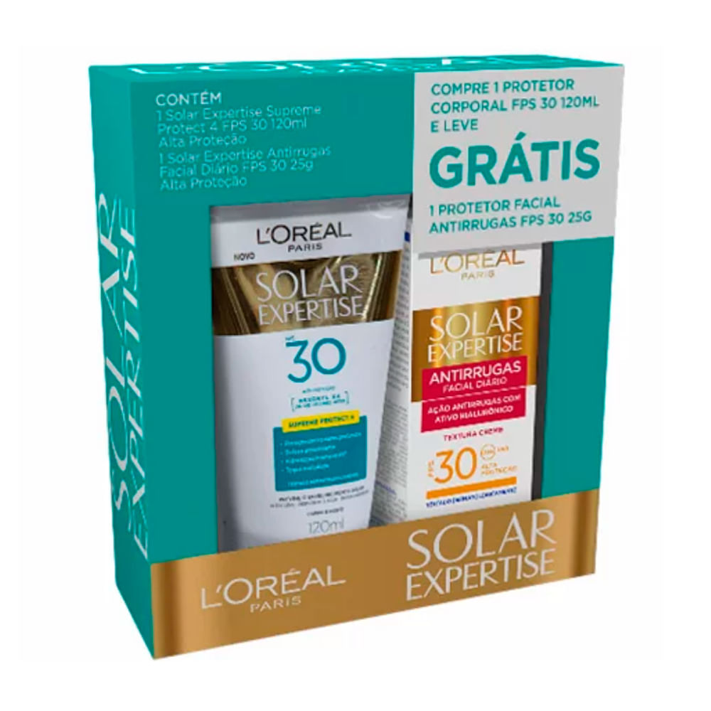 Kit Protetor Solar L'Oréal FPS30 120ml + Protetor Facial Antirruga
