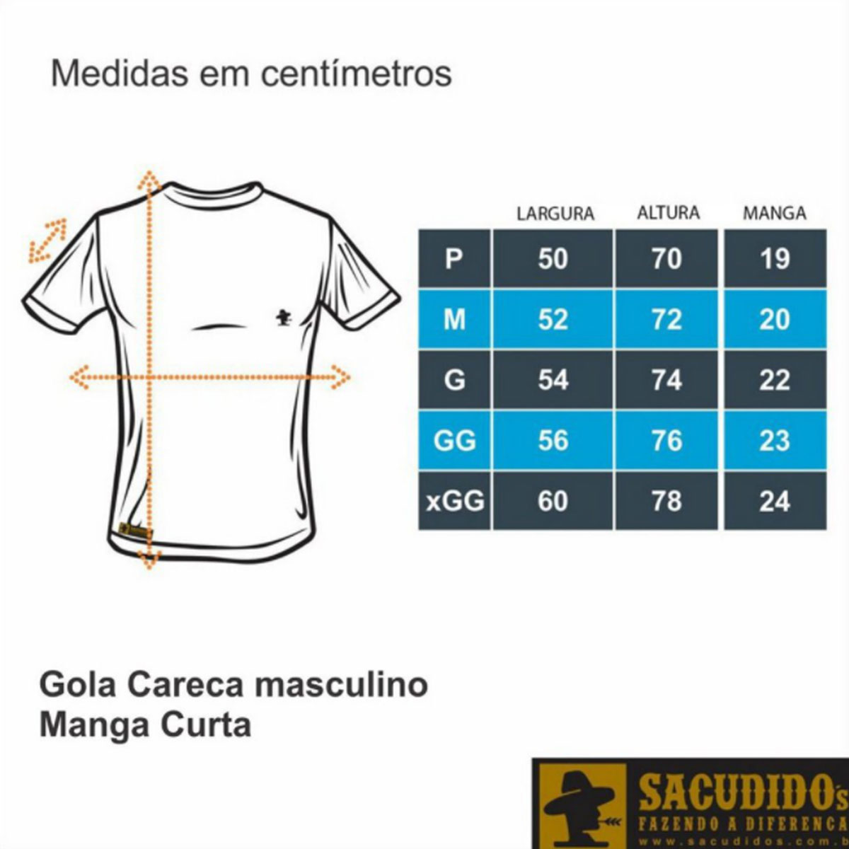 Camiseta Masculina Sacudido's SCD Laranja / Off White CM-226