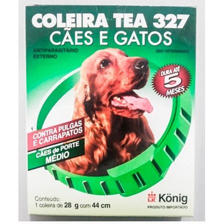 Coleira Antiparasitária Tea  Médios 327 Para Gatos e Cães 28g 44cm