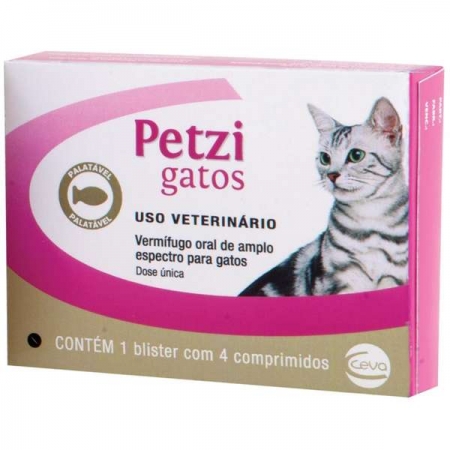 Vermífugo Petzi Para Gatos Ceva 4 Comprimidos 600mg