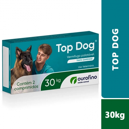 Vermifugo Ourofino Top Dog Para Cães Até 30 Kg  2 Comprimidos