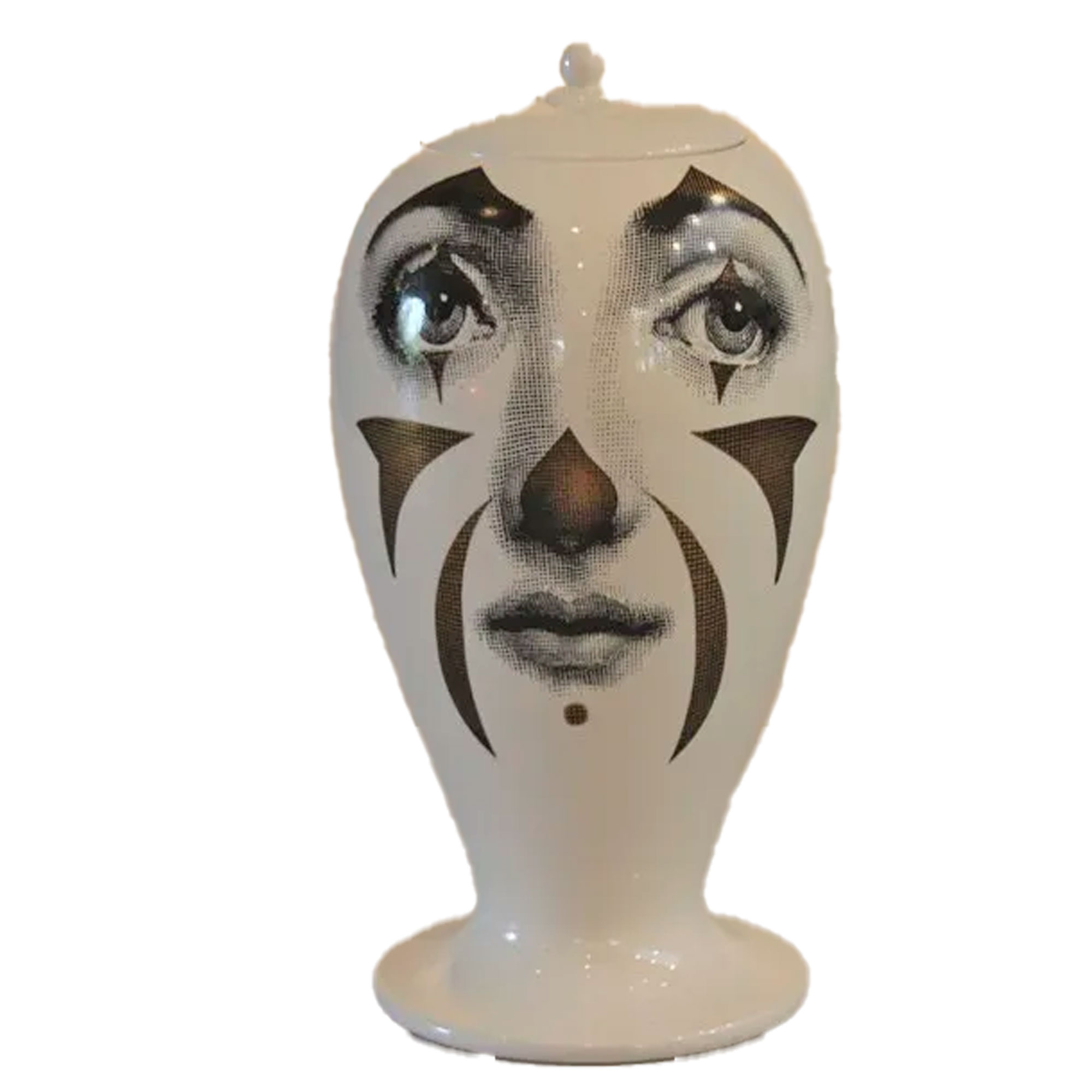 Vaso C.Coperchio Bianco Clown  - Marché Art de Vie