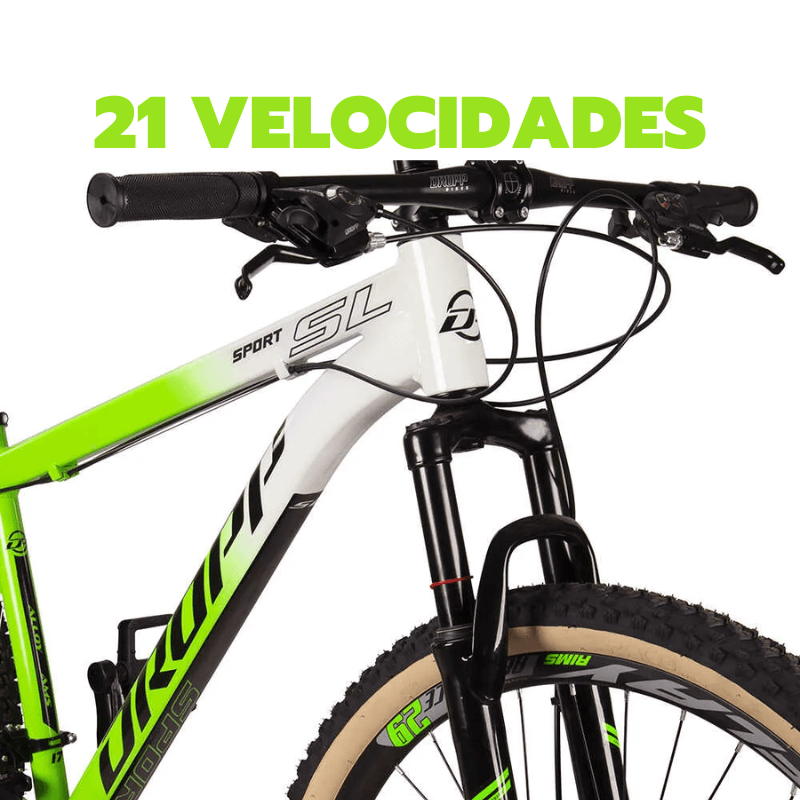 Bicicleta Aro 29 Dropp Sl Sport 17 - 21v - Verde Neon/Branco Ad. Preto Shimano