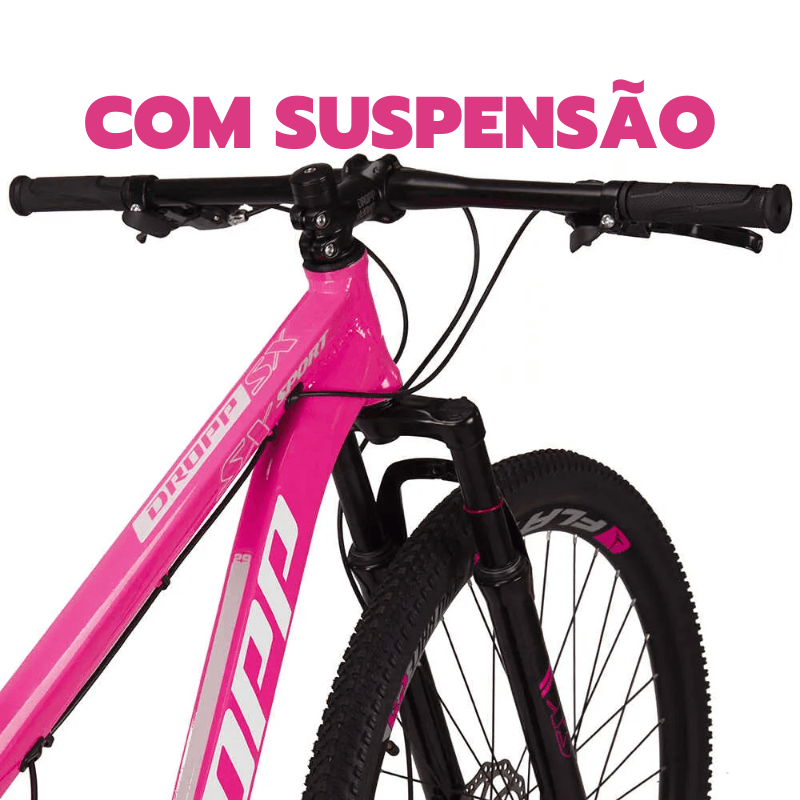 Bicicleta Aro 29 Dropp Sx Sport 15 - 21v - Rosa Neon Ad. Branco Shimano