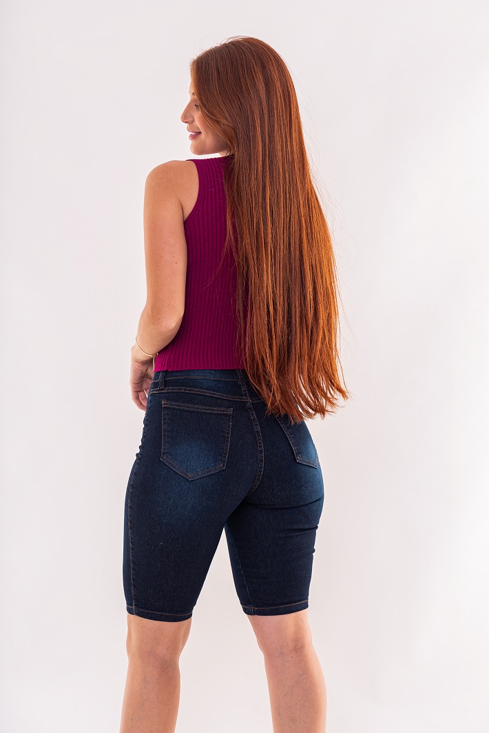 Bermuda reta feminina jeans - 6400070