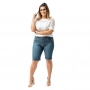 Bermuda Jeans Feminina Básica Cintura Alta Com Lycra Plus Size Confidencial Extra