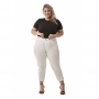 Calca Branca Capri Plus Size Jeans Feminina Cintura Alta Lycra