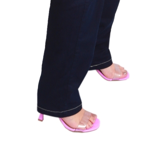Calça Jeans Feminina Reta Marinho Alto Poder Elasticidade