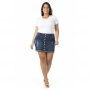 Shorts Saia Feminino Jeans Lycra Abotoamento Plus Size