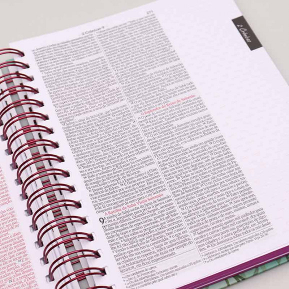 Bíblia Sagrada Anote a Palavra | NVI | Letra Normal | Capa Dura | Verde e Rosa | Espiral | Com Espaço Para Anotações
