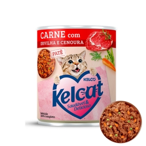Alimento Úmido Kelcat Lata Carne com Ervilha e Cenoura 280 Gramas