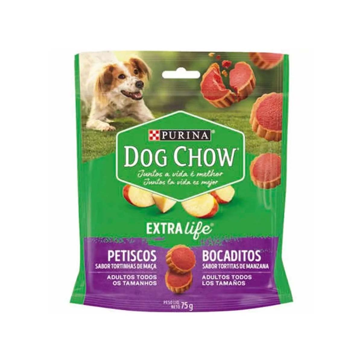 Petisco Dog Chow Carinhos para Cães Adultos Sabor Tortinha de Maçã 75g