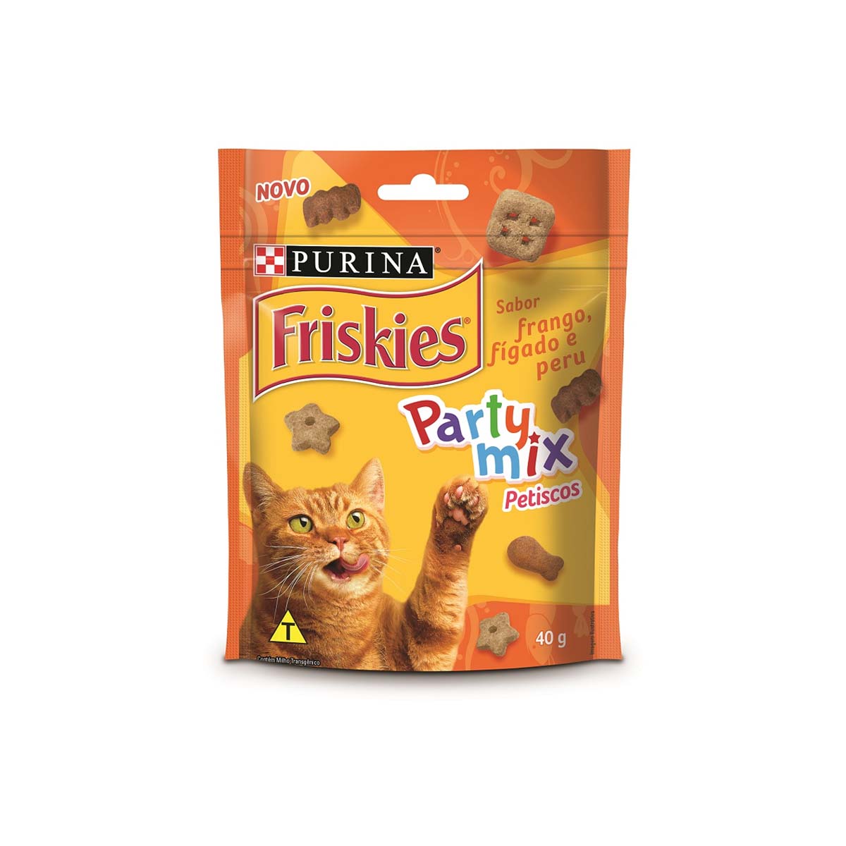 Petiscos Friskies para Gatos Party Mix Frango, Fígado e Peru 40g