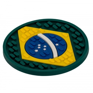 Porta Copos Bandeira do Brasil Alto Relevo Emborrachado - Pack 4