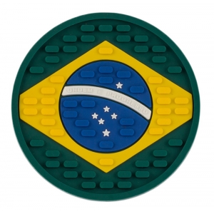 Porta Copos Bandeira do Brasil Alto Relevo Emborrachado - Pack 6
