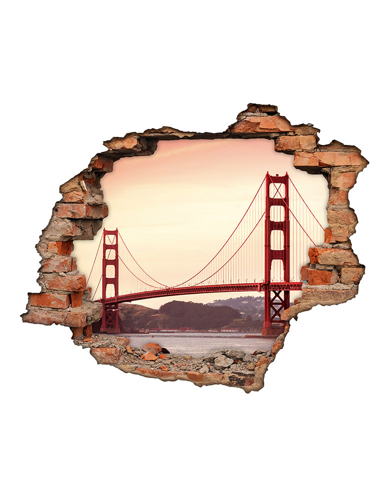 Adesivo Buraco 3D - Golden Gate