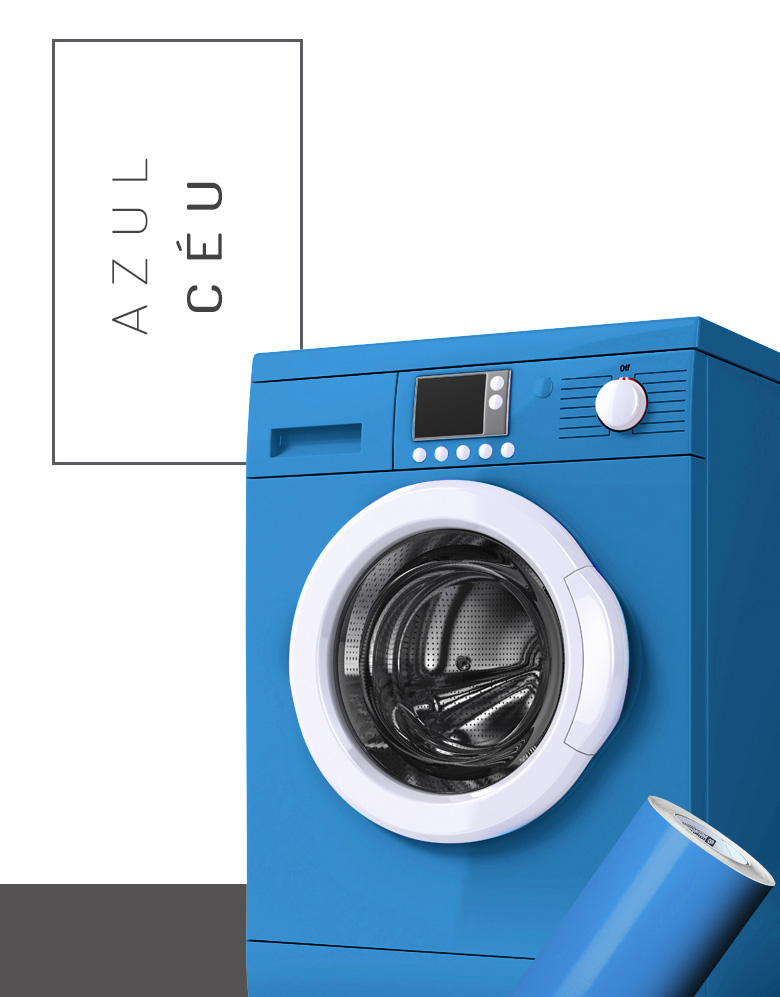 Adesivo para Envelopamento de Maquina de Lavar Azul Céu