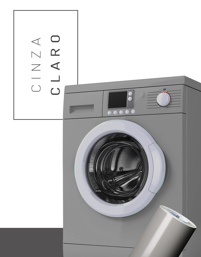 Adesivo para Envelopamento de Maquina de Lavar Cinza Claro