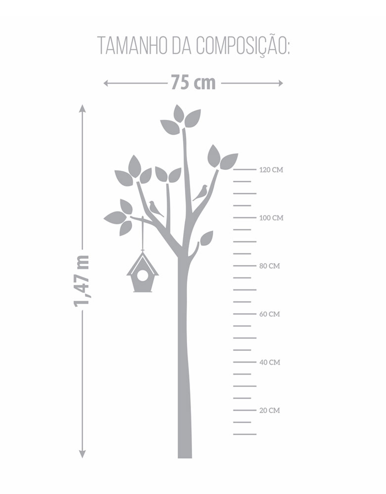 Adesivo Régua Árvore de Crescimento