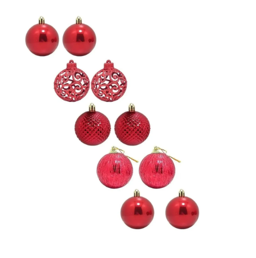 Compre Kit 10 Bolas para Árvore de Natal Enfeite Decorada Mista 5 Modelos  6cm aqui na Bazar Su | Facilitando o seu Dia a Dia.