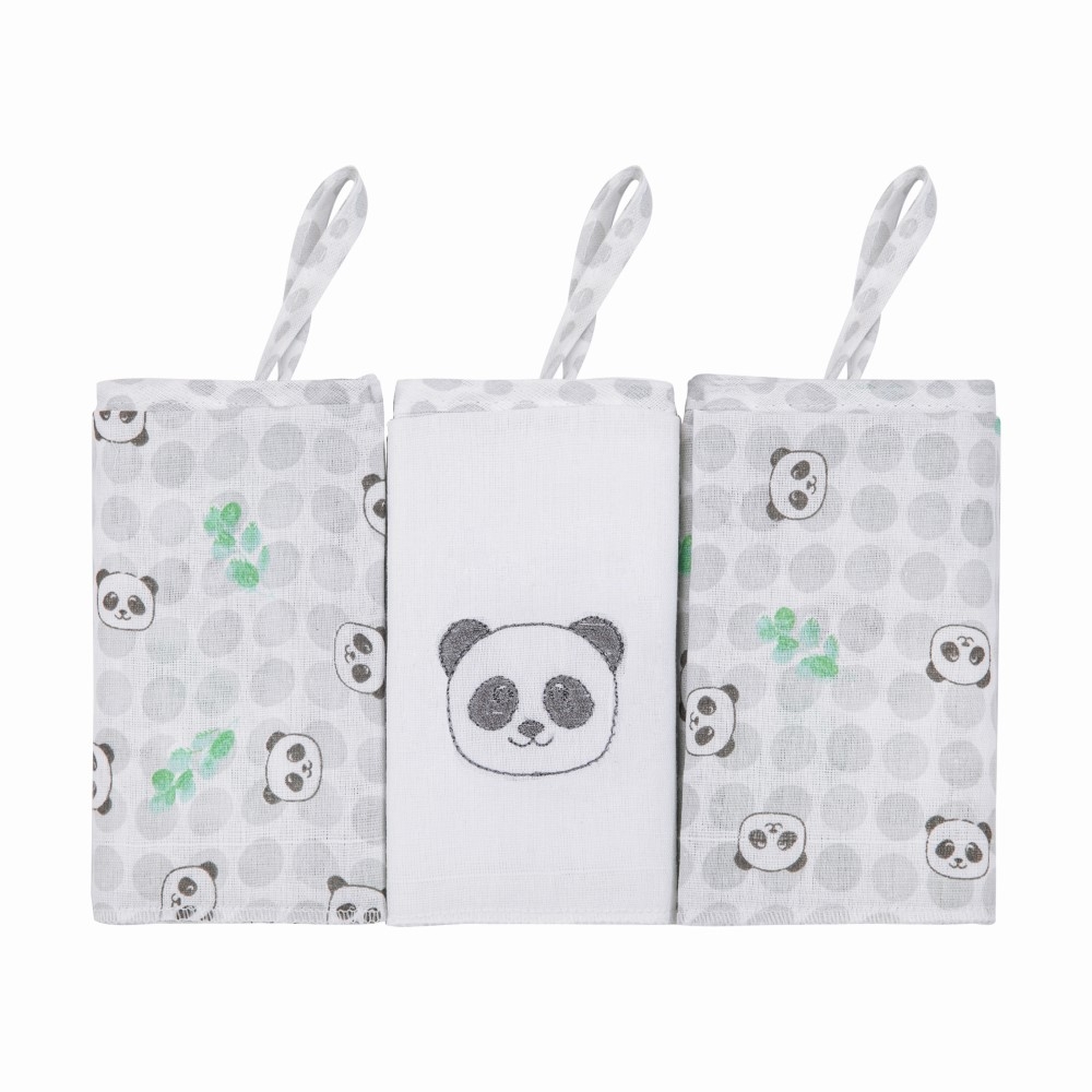 Trio Paninho de Boca Bordado Panda Composê