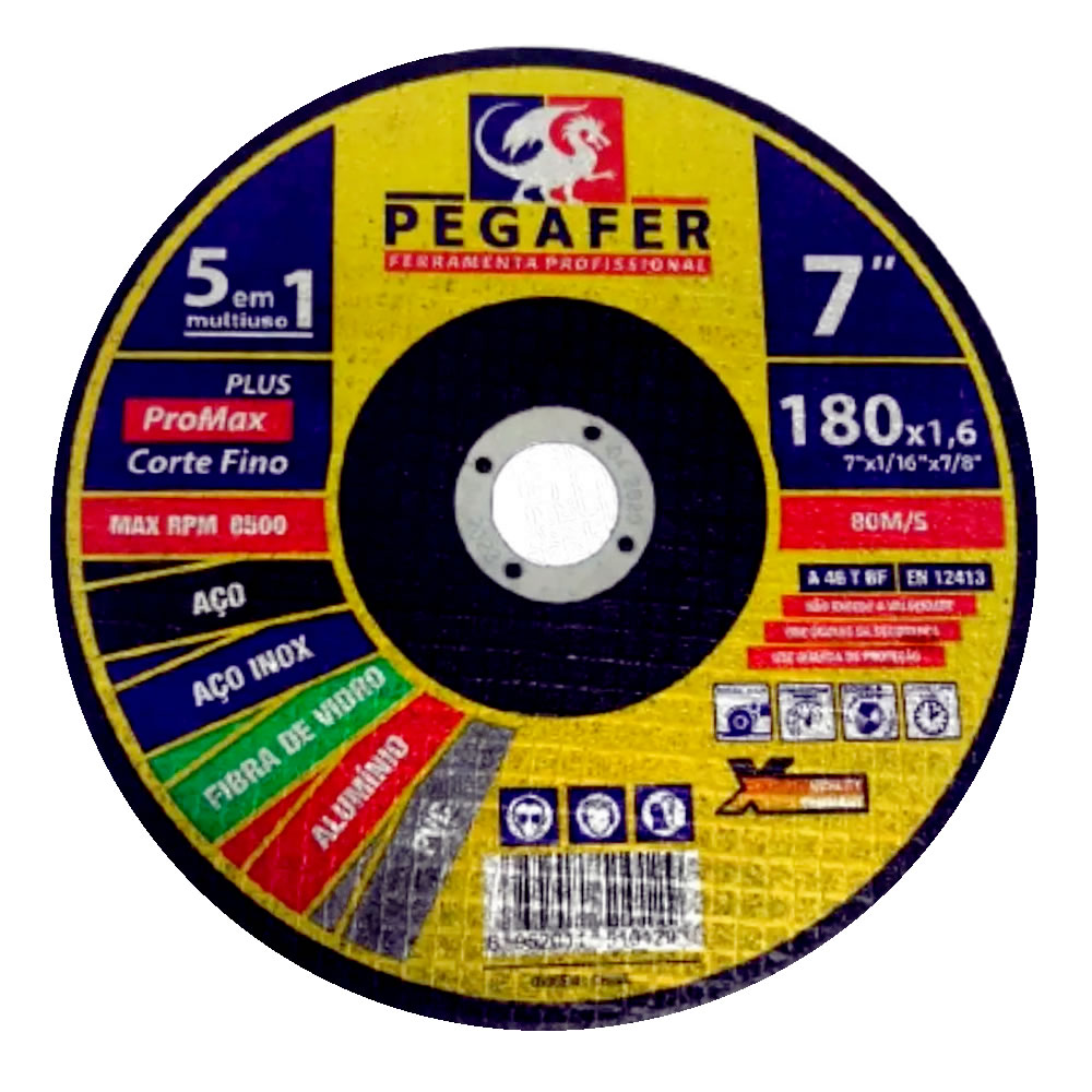 Disco De Corte Pegafer Multiuso Inox 7 (180mm) X 1,6mm - 1 Unid.