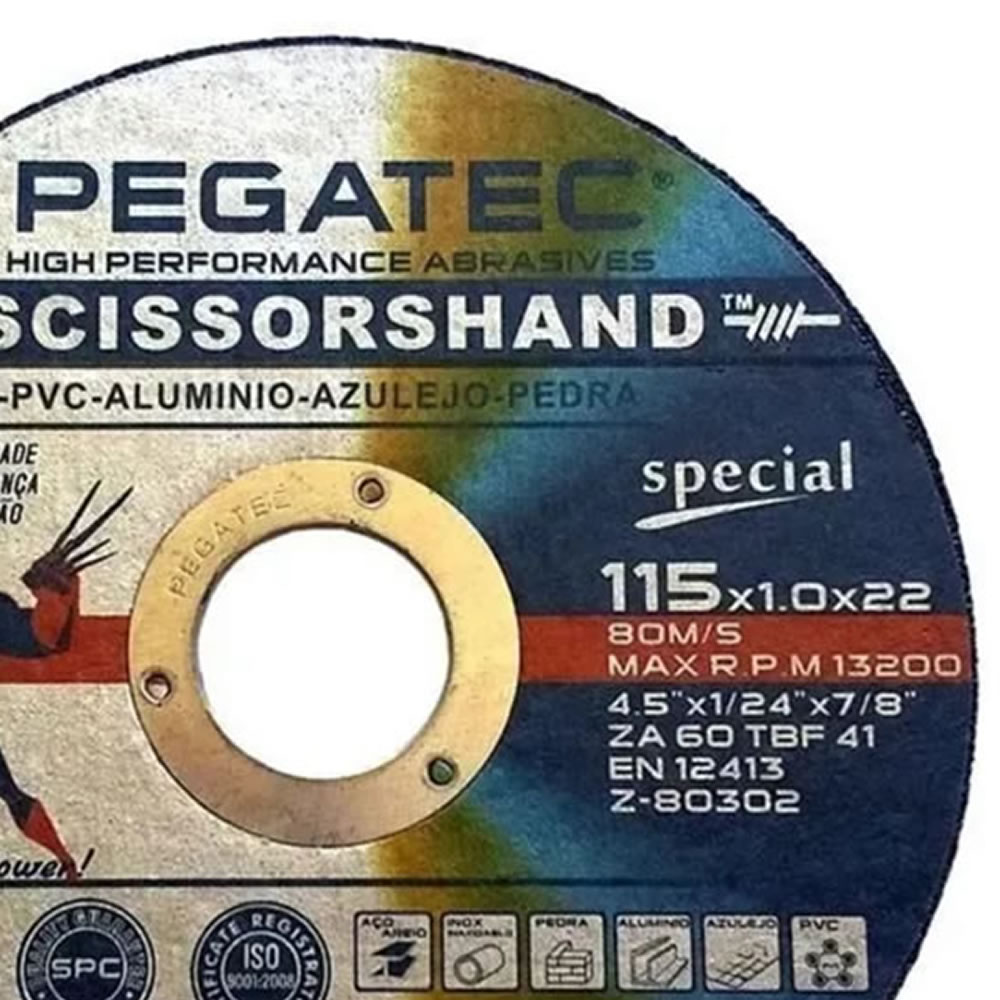 Disco De Corte Special Inox Scissorshand Pegatec 4 1/2 X 1,00mm 5 un.