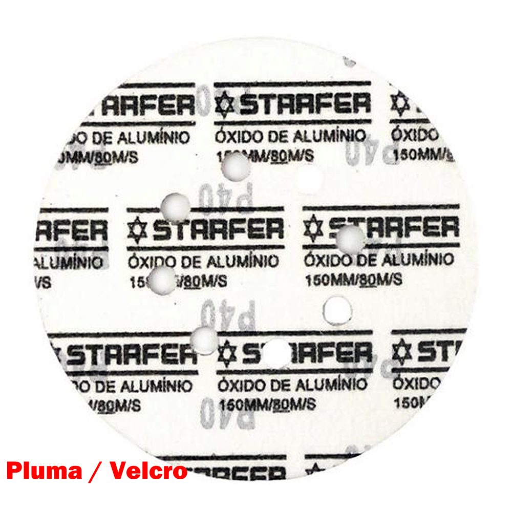 Lixa Para Lixadeira Orbital Pluma Velcro 150mm 8 Furos 10 Un