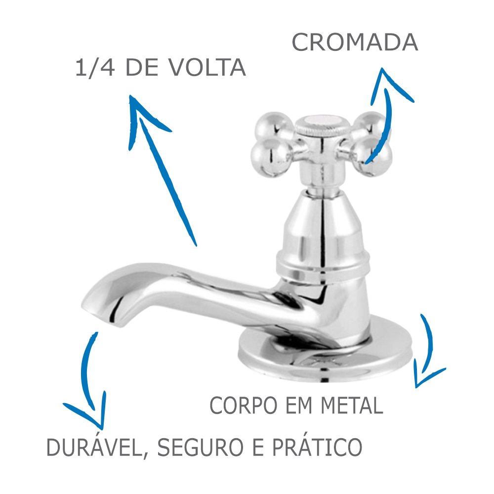 Torneira De Banheiro/Lavatório Oliveira 1193 C-33 Em Metal 1/4 De Volta Fixa