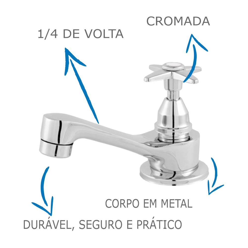 Torneira De Banheiro/Lavatório Oliveira 1194 C-23 Em Metal 1/4 De Volta Fixa