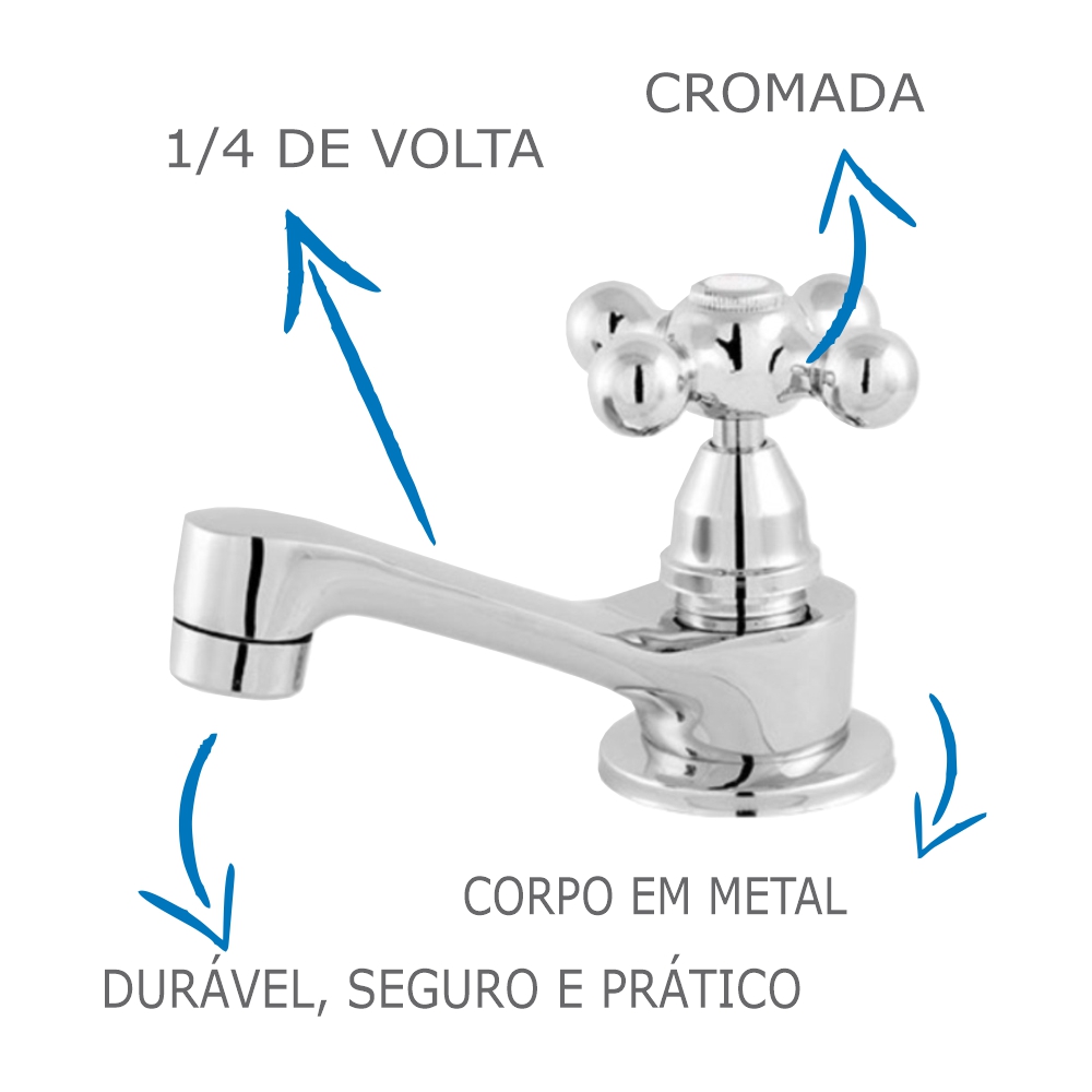 Torneira De Banheiro/Lavatório Oliveira 1194 C-33 Em Metal 1/4 De Volta Fixa
