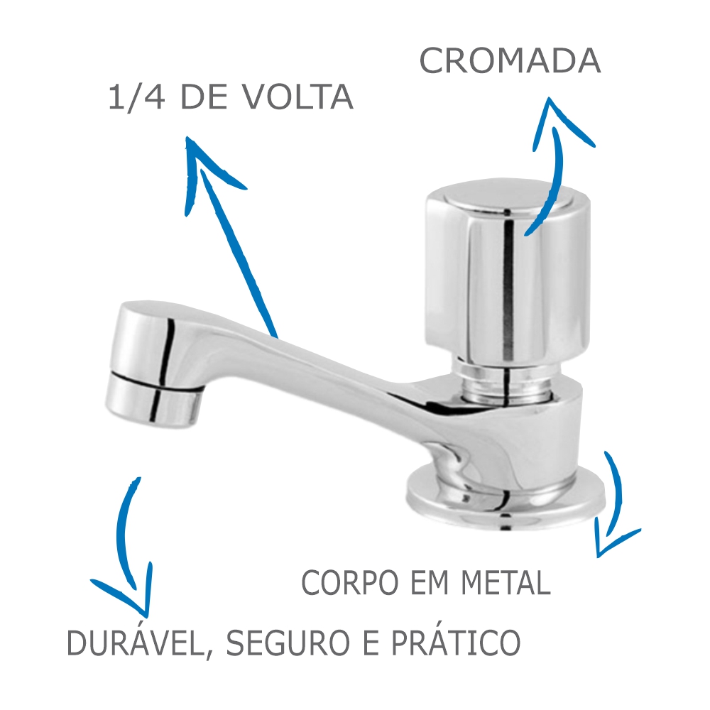 Torneira De Banheiro/Lavatório Oliveira 1194 C-40 Em Metal 1/4 De Volta Fixa