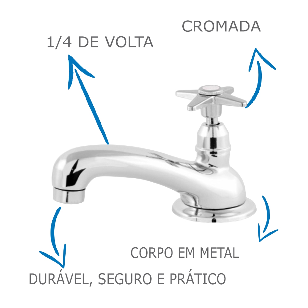 Torneira De Banheiro/Lavatório Oliveira 1196 C-23 Em Metal Fixa