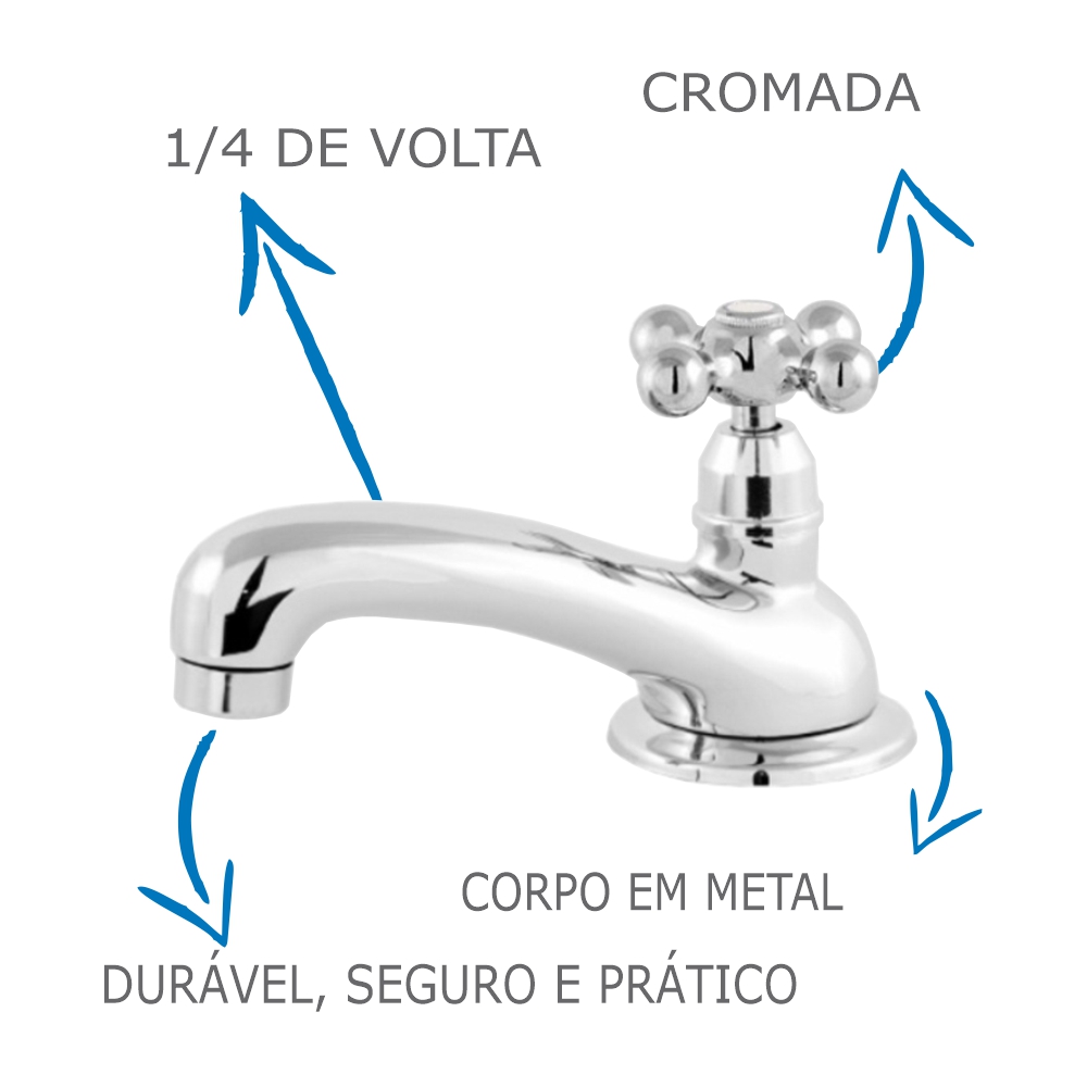 Torneira De Banheiro/Lavatório Oliveira 1196 C-52 Em Metal Fixa