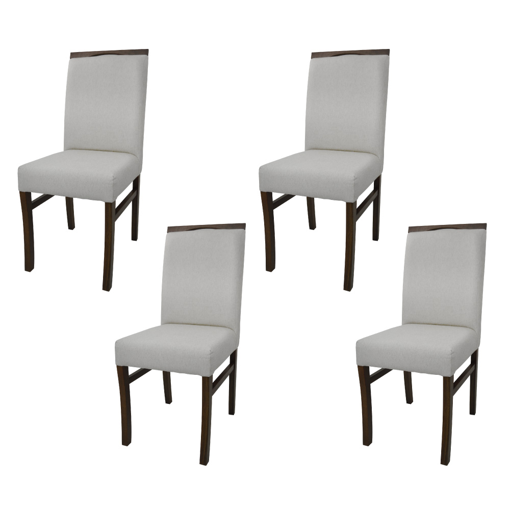 Conjunto 4 cadeiras Rayssa Canela Tecido 04 Cru