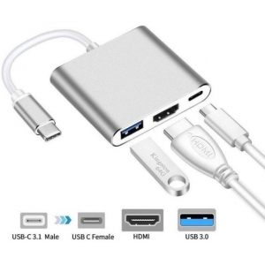 Adaptador Tipo C Para HDMI Com Usb 3.1 e Tipo C Fêmea Para Celular/Macbook